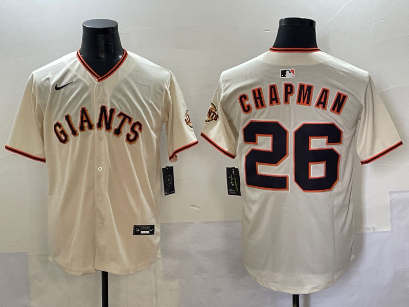 Men 2025 San Francisco Giants 26 Chapman cream Nike MLB Jersey style 29